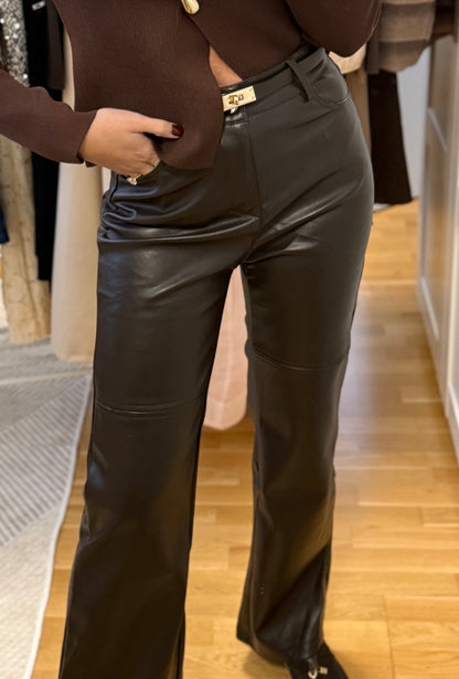 FAUX LEATHER TROUSES
