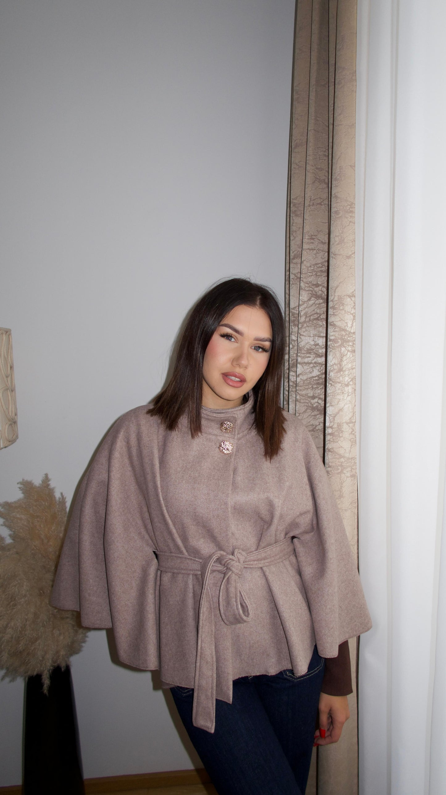 Poncho with gold buttons S/M